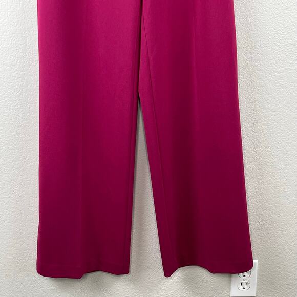 Calvin Klein Side Button Stretchy Mulberry High Rise Wide Leg Trouser Pant 2 NWT - Picture 9 of 15